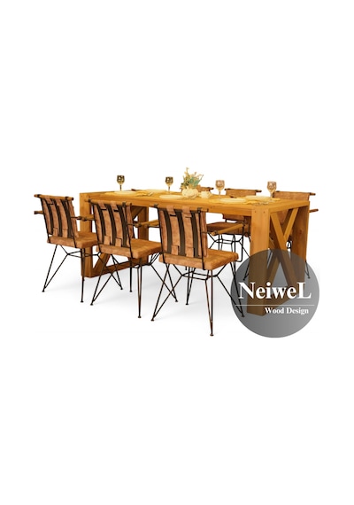 Neiwel Velmar Doğal Ahşap Yemek Masası-100-280 Açık Ceviz