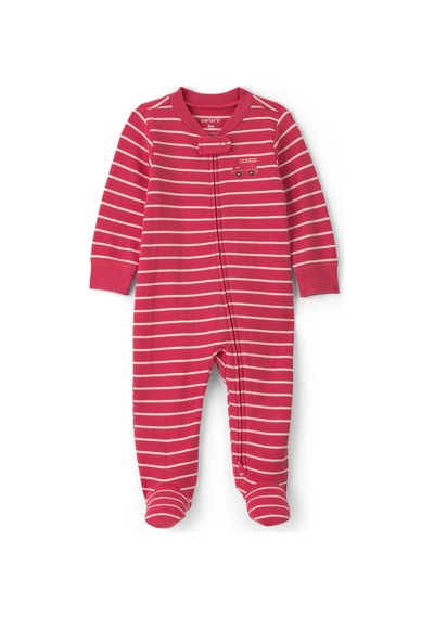 Carter's Erkek Bebek Çizgili Fermuarlı Patikli Tulum Kırmızı 1v71