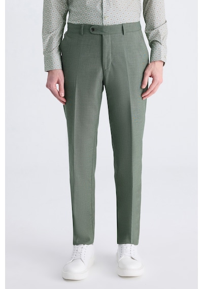 D's Damat Ds Damat Slim Fit Yeşil Armürlü Kumaş Pantolon 2hf03kv303200 401