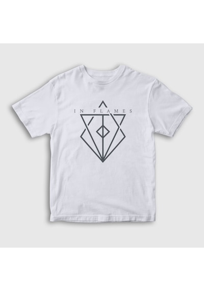 Presmono Unisex Çocuk Fire In Flames T-shirt Beyaz