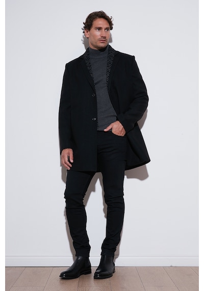 Buratti Yırtmaçlı Slim Fit Mono Yaka Kaşe Erkek Kaban 58400589 Siyah