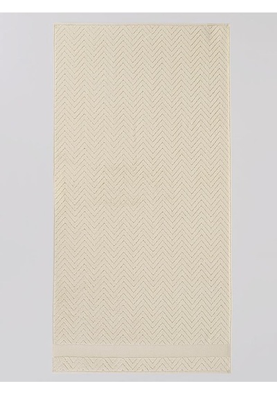 Pamuk Tekli Havlu Jakarlı Karna Premıum Zander - 50 X 90 Krem