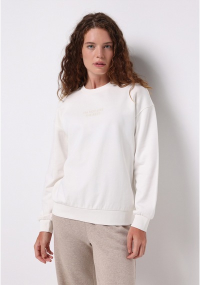 Colin's Colins Regular Fit Yuvarlak Yaka Baskılı Kadın Beyaz Sweatshirt Cl1075597 Q1.v2 Ofw Beyaz Colin's Colins Regular Fit Yuvarlak Yaka Baskılı Kadın Beyaz Sweatshirt Cl1075597 Q1.v2 Ofw Beyaz