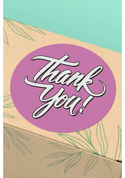 Lila Thank You Kargo Sticker 3x3cm St2165 Çok Renkli