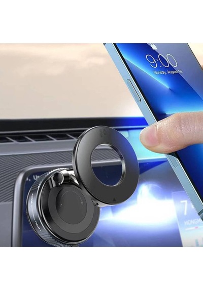 Manyetik Araç Telefon Tutucu Vakumlu Katlanır Ayna-cam-araba Manyetik Araç Tutucu Siyah Süper Güçlü Alüminyum