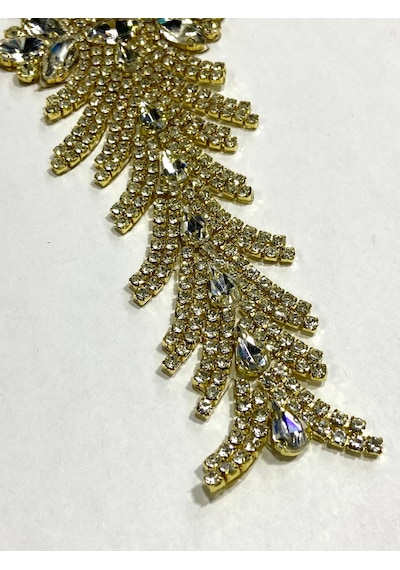Ütüyle Yapışan Kristal Taşlı Aplike / Gold Aplike / Mdl102