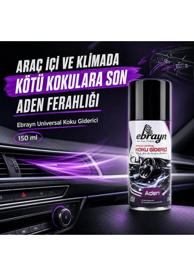 Universal Araç İçi Ve Klima Koku Giderici - Parfümlü Sprey Klima Bombası Aden 150 Ml
