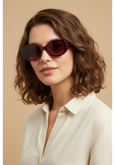 Daniel Klein Dk4342-3 Oval Model Velour Vintage Kadın Güneş Gözlüğü Bordo