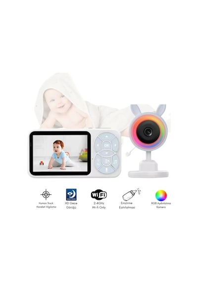 Vtn-71 Bebek Kamerası Kumandalı Monitörlü Işıklı Gece Görüslü Hatırlatıcılı Kamera