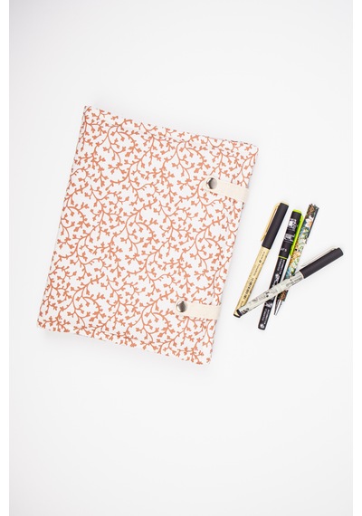 A5 Kitap Kılıfı Fermuarlı Cepli, Kumaş Defter Kılıfı, Çıtçıtlı Organizer Kılıf