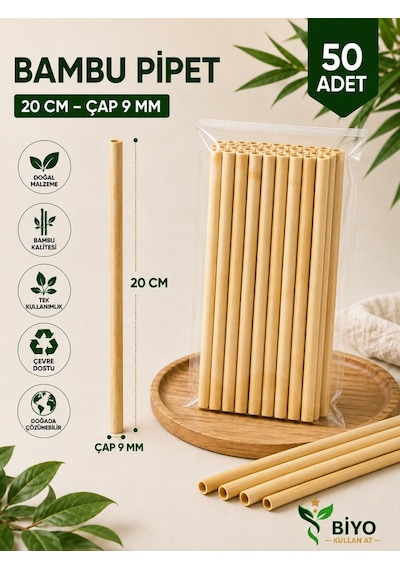 Bambu Pipet 200x9mm 50 Adet