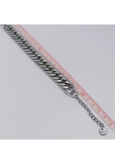 Çelik Silver Klasik Retro Kalın Zincir Bileklik-1240