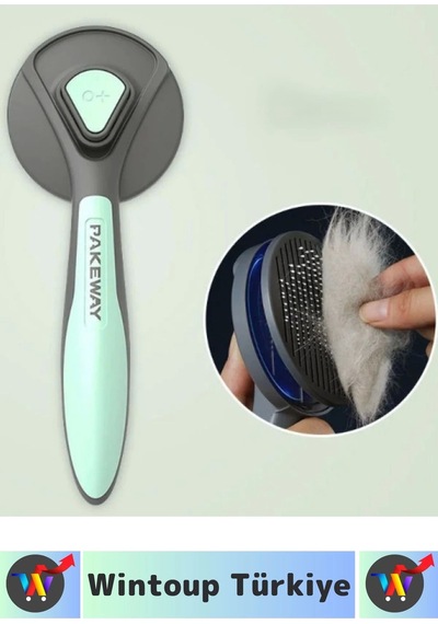 Wintoup Ergonomik Kaymaz Uzun Kısa Tüy Tüm Irklar İçin Kendini Temizleyen Otomatik Tuşlu Kedi Köpek Tarağı