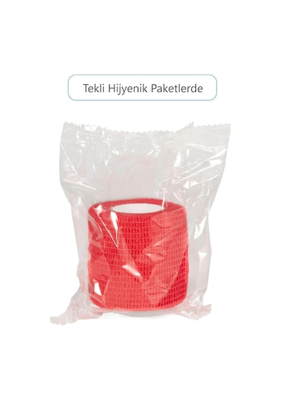 Kendinden Yapışkanlı Elastik Koban Bandaj Kırmızı 12 Adet