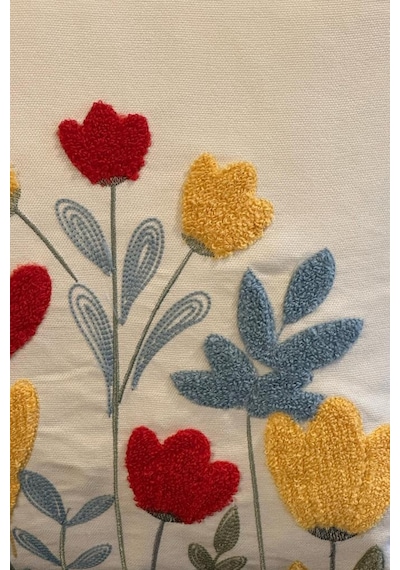 Diyar Lüx Nakışlı Keten Kırlent Kılıfı 45x45 Cm Çok Renkli