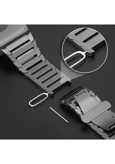 Newface - 25 - Apple Watch Uyumlu 38mm Kr413 Fine Steel Kordon - Csmo-tex - - Siyah