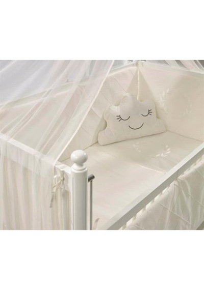 Meltem Kids Motto Ekru Nakışlı Pamuklu Bebek Uyku Seti 60 x 120 CM Ekru