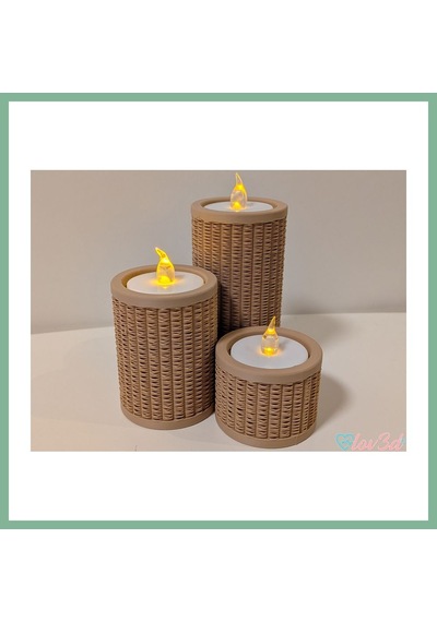 Bşkvirgo Rattan Görünümlü Tealight Mumluk Seti 3'lü Dekoratif Mum Tutucu Bsk2026 Çok Renkli