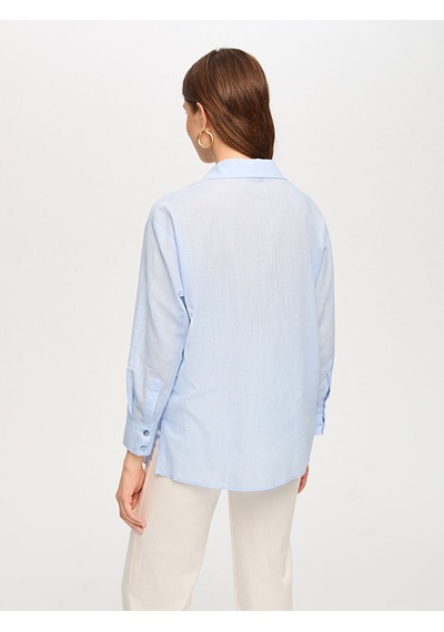 Faik Sönmez Beli Toplanabilir Detaylı Keten Görünümlü Tunik S26tnk017 Us26tnk01721 Mavi