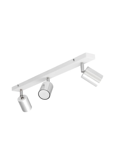 Mylights Gu10 3lü Üçlü Beyaz Gövde Krom Başlıklı Hareketli Tasarruflu Led Tavan Spot Avize Krom - Beyaz