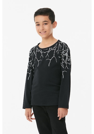 Fullamoda Baskılı Bisiklet Yaka Unisex Çocuk Body- Siyah 24MCCK890197723-Siyah