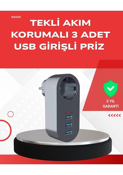 Zenvia 2500w Güç Destekli Akım Korumalı Priz 3 Usb Çıkışlı Znv2026 Belirtilmemiş