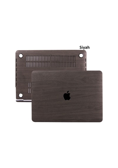 Apple Uyumlu MacBook Pro Kılıf 13inç M1-m2, Wood01 Type-c'li Model A2338 A2289 A2251 A1706-08 A1989 A2159 İle Siyah