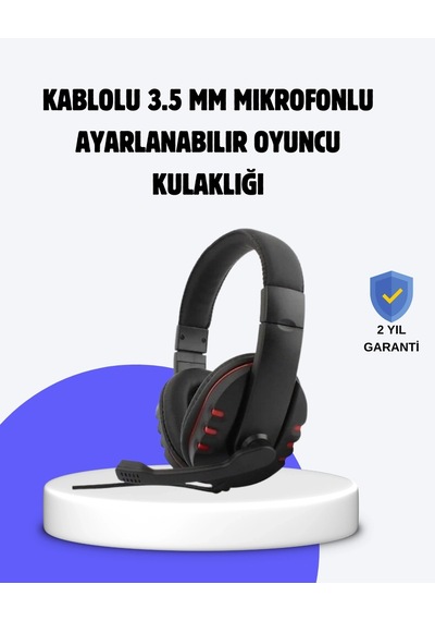 Kırmızı Kulaklık Mikrofonlu Ayarlanabilir Konforlu Tasarımlı Çok Renkli