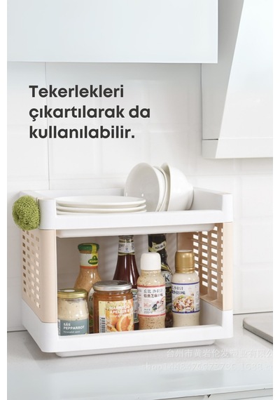 Grimorlife 2 Raflı Banyo Düzenleyici Mutfak Rafı Banyo Dolabı Çok Amaçlı Plastik Mutfak Düzenleyici Beyaz