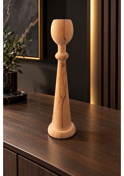 Ham Ahşap Mumluk 40 Cm Boyanabilir Dekoratif Ahşap Mumluk Belirtilmemiş