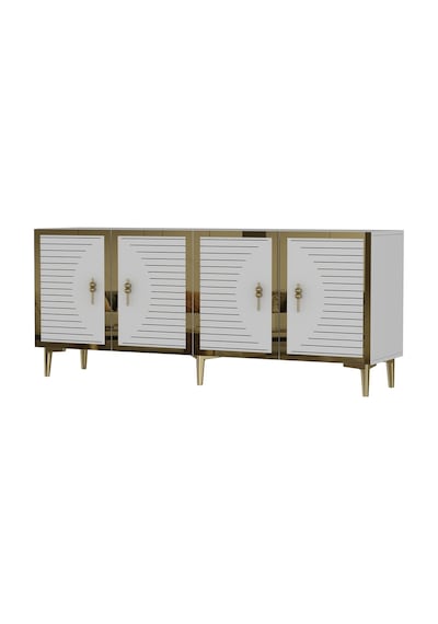 Ka1801bg Tuna Konsol, Tv Sehpası Beyaz-gold 180cm Beyaz