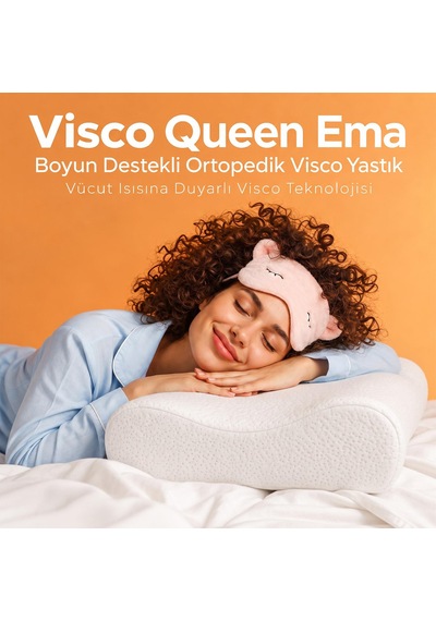 Homedius Visco Queen Ema Boyun Destekli Ortopedik Visco Yastık 55x35x12 Cm 2'li Beyaz