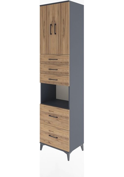 Hyperion Dolap 3 Raflı 5 Çekmeceli 2 Kapaklı 60x44x243 Antrasit-çam Antrasit Hyperion Dolap 3 Raflı 5 Çekmeceli 2 Kapaklı 60x44x243 Antrasit-çam Antrasit