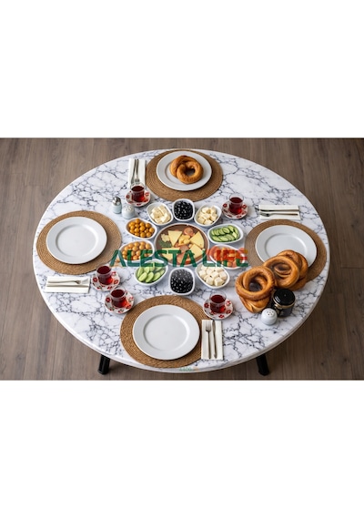 80 Cm Çap - Beyaz Desenli Katlanabilir Yer Sofrası Hamur Açma Tahtası Oyun Masası - 21 Cm Yükseklik Beyaz Mermer 80 Cm Çap - Beyaz Desenli Katlanabilir Yer Sofrası Hamur Açma Tahtası Oyun Masası - 21 Cm Yükseklik Beyaz Mermer