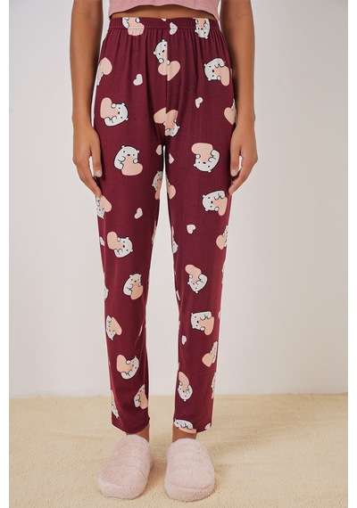 Bigdart 4323 Desenli Pijama Altı - Bordo