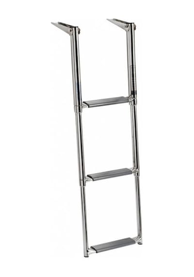 Teleskopik Krom Tekne Merdiveni 3 Basamaklı, Boy 85cm
