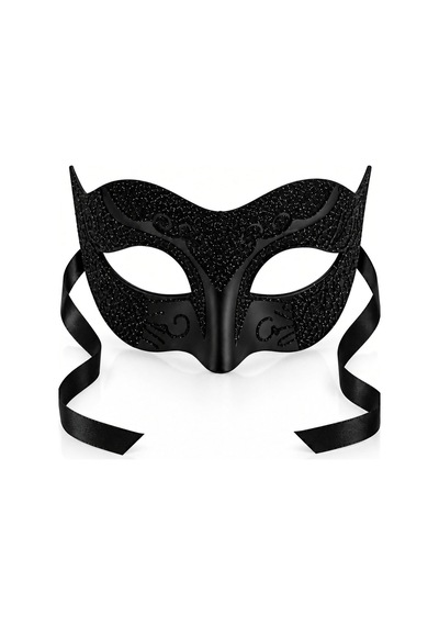 Siyah Simli Venedik Maskesi Desenli Bağcıklı Yılbaşı Halloween Cadılar Bayramı Parti Maskesi