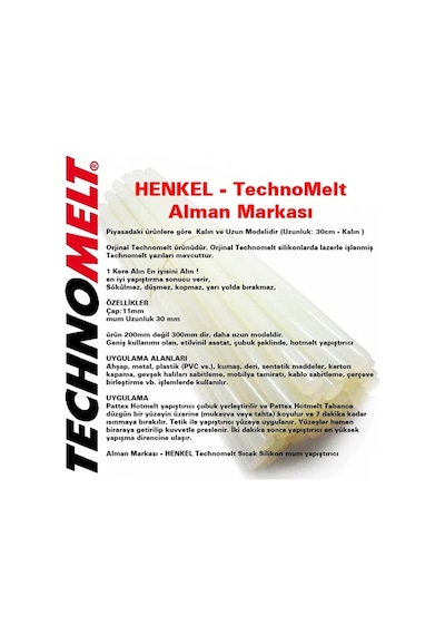 Henkel (Alman Markası) Technomelt Sıcak Silikon Kalın Şeffaf Mum (410850594)