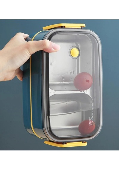 Vagonlife Beslenme Kutusu İki Katlı - Paslanmaz Çelik - 1400ml Kaşık Ve Çatal Lunch Box Lacivert Genel
