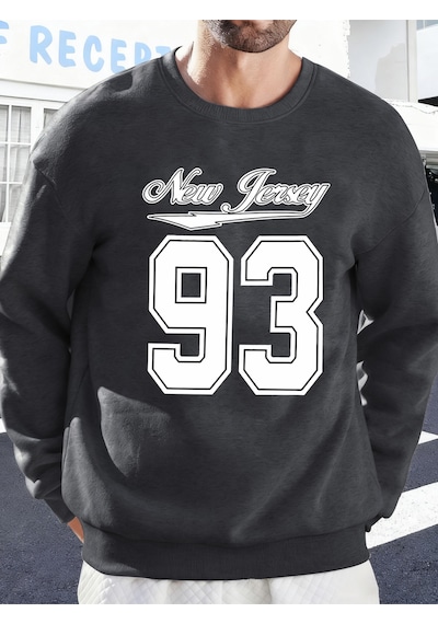 Startmore Startmorenew York Art 93 Mektup Baskı Erkek Moda Kazak Rahat Yumuşak Kazak Polar Spor Sokak Şıklığı So Antrasit