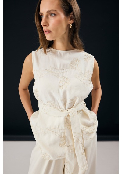 Sateen Dina Bluz - Taş-137324