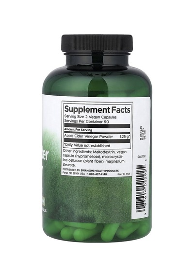 Swanson Vitamins, Apple Cider Vinegar, Higher Strength, 625 Mg, 180 Capsules
