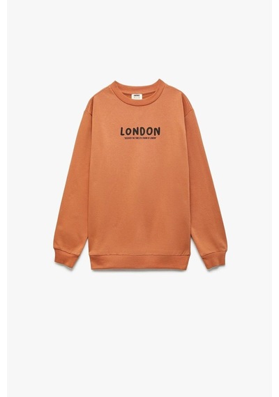 Koton Erkek Çocuk Pamuklu Uzun Kollu Bisiklet Yaka Baskılı Şardonlu Oversize Sweatshirt Kiremit Koton Erkek Çocuk Pamuklu Uzun Kollu Bisiklet Yaka Baskılı Şardonlu Oversize Sweatshirt Kiremit