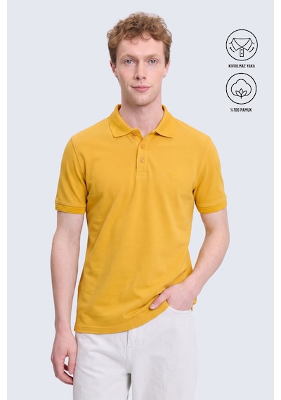 Hatemoğlu Sarı Regular Fit Polo Yaka 100% Pamuk Tişört Sarı - Lacivert - Mavi