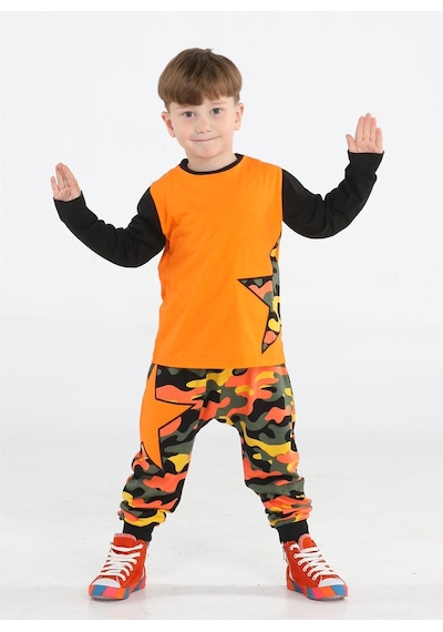 Casabony Star Kamuflaj Baggy Pantolon + T-shirt Takım-renkli Çok Renkli