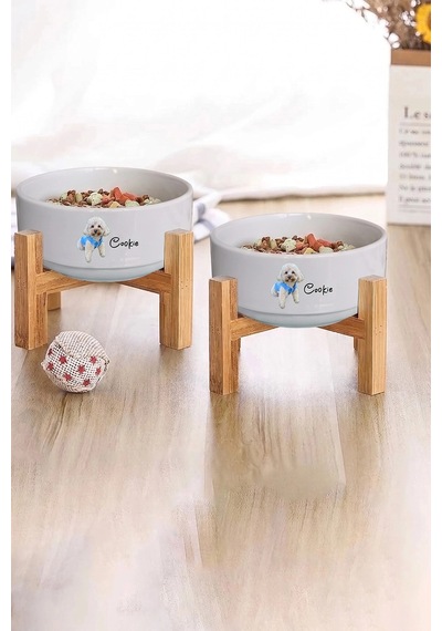 Matgo Pati Kedi Köpek Beslenme Mama Su Kabı 500ml Evcil Hayvana Özel Fotoğraflı İsimli Seramik Kase