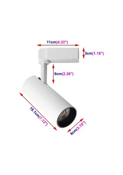Alüminyum Gövde 30 Watt 4000 Kelvin Gün Işığı Ledli Çok Kaliteli Ray Spot , Led Armatür Ray Hariç Beyaz