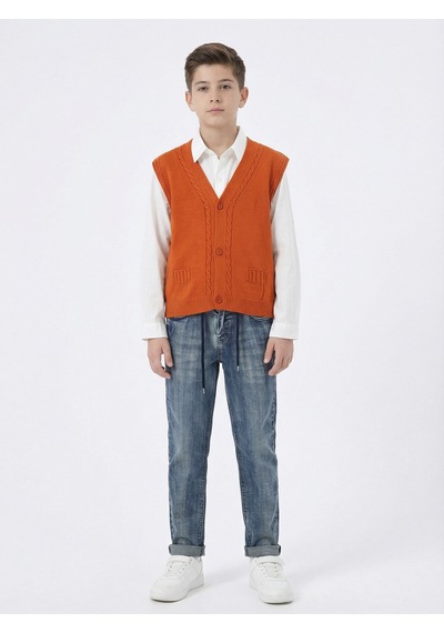 Xo Kids Erkek Çocuk 4lü Alt Üst Takım 11-14 Yaş 14206 Bej - Turuncu