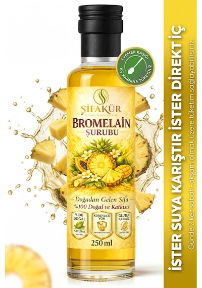 Şifakür Bromelain Şurubu Ananas L-karnitin C Vitamini 250ml Günlük Destek