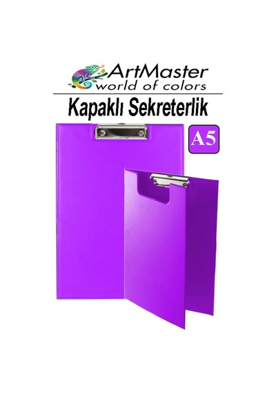 A5 Mor Kapaklı Sekreterlik 1 Adet Renkli Klipsli Metal Mekanizmalı 80 Yaprak Kapasiteli Ofis Büro